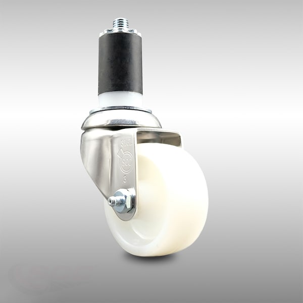 3 Inch 316SS Nylon Wheel Swivel 1-1/2 Inch Expanding Stem Caster